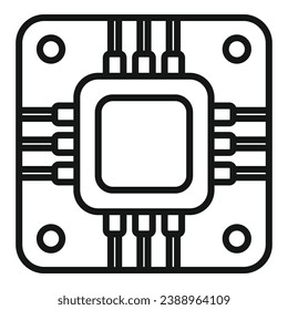 Laptop processor icon outline vector. Button tool wrench. Admin fan