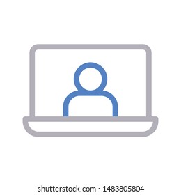laptop profile colour line vector icon