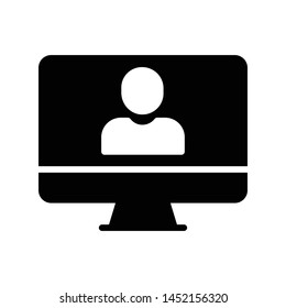 laptop profile glyph flat vector icon
