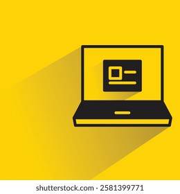laptop and profile icon with shadow on yellow background