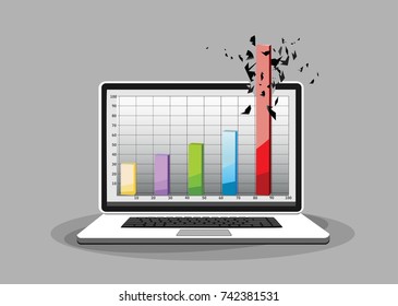 Laptop profit concept. Flat Vector Illustration