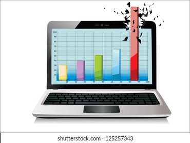 Laptop profit concept. Vector Illustration