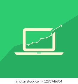 Laptop profit concept. Vector Illustration - Vector. Growth chart, diagram, graph for successful mission, incredible financial growth. Arrow chart pierces the laptop screen. Business success icon temp