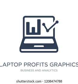 Laptop Profits Graphics icon. Trendy flat vector Laptop Profits Graphics icon on white background from Business and analytics collection, vector illustration can be use for web and mobile, eps10