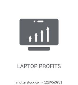 Laptop Profits Graphics icon. Trendy Laptop Profits Graphics logo concept on white background from Business and analytics collection. Suitable for use on web apps, mobile apps and print media.