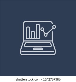Laptop Profits Graphics icon. Trendy flat vector line Laptop Profits Graphics icon on dark blue background from Business and analytics collection. 