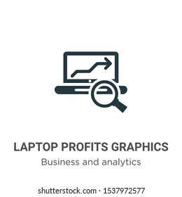 Laptop profits graphics vector icon on white background. Flat vector laptop profits graphics icon symbol sign from modern business and analytics collection for mobile concept and web apps design.