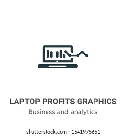 Laptop profits graphics vector icon on white background. Flat vector laptop profits graphics icon symbol sign from modern business and analytics collection for mobile concept and web apps design.