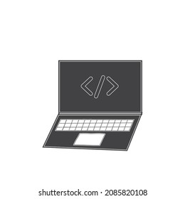  Laptop programming or coding vector icon isolated in trendy flat style.