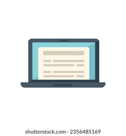 Laptop project icon flat vector. Business education. Exam brief isolated