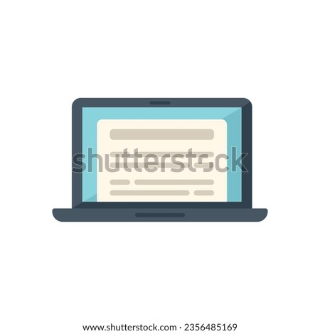 Laptop project icon flat vector. Business education. Exam brief isolated