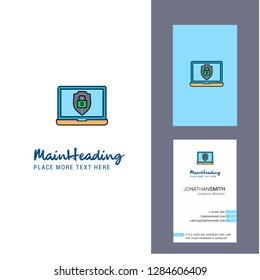 Laptop protected  Creative Logo and business card. vertical Design Vector