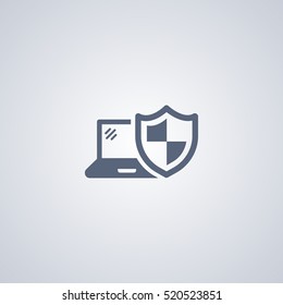 Laptop protection icon, laptop security icon