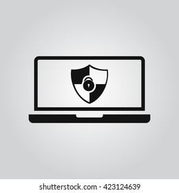 Laptop protection icon vector