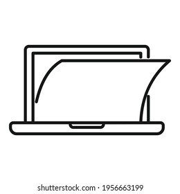 Icono de pantalla protectora para portátiles. Esquema Icono de pantalla protectora de portátil para el diseño web aislado en fondo blanco