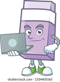 With laptop purple eraser for the school equipment.
