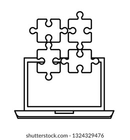 laptop with puzzle pieces