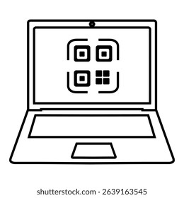 Laptop with QR Code Icon on Screen symbol vector design illustration