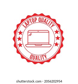 laptop quality red stamp vector illustration.isolated on white background.