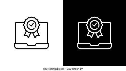 Laptop Quality White Icon Set Design