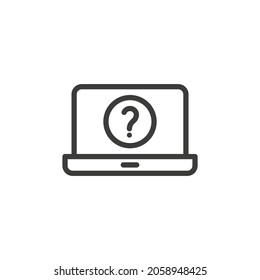 Laptop With Question Mark Icon On White Background