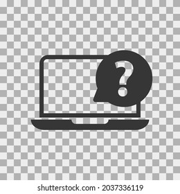 
Portátil con ilustración vectorial de signo de interrogación