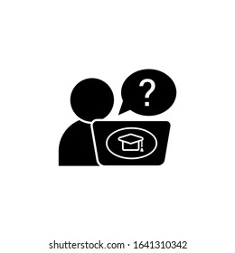 Laptop questions education icon. Simple online study icons for ui and ux website or mobile application