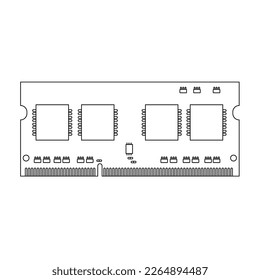 Laptop RAM Memory Outline Icon Illustration on Isolated White Background