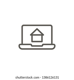 Laptop, real, estate, webpage vector icon. Simple element illustration from UI concept. Laptop, real, estate, webpage vector icon. Real estate concept vector illustration.