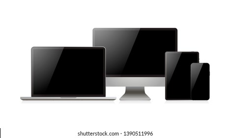 Laptop realistic. Device in mockup style. Set realistic vector devices on a white background. Vector illustration