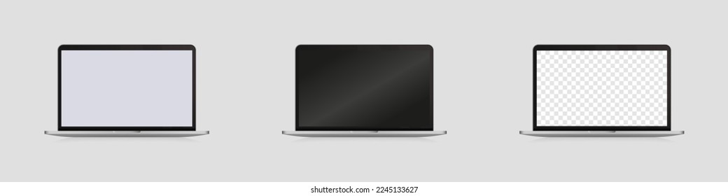 Conjunto de vectores de dispositivos realistas para portátiles. Marco de la laptop. Dispositivo genérico de mockup. Ilustración del vector 
