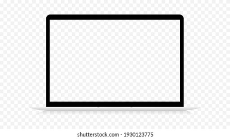 Laptop realistic isolated template. Empty black frame with elegant mockup white keyboard digital gadget with slim body modern touch vector style.