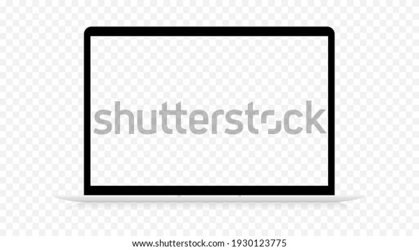 Laptop realistic isolated template. Empty black\
frame with elegant mockup white keyboard digital gadget with slim\
body modern touch vector\
style.