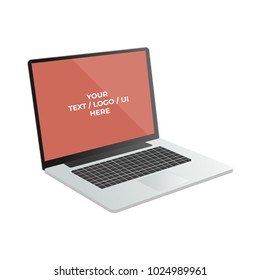 laptop realistic mockup template  isolated on white
