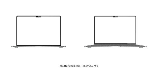 Laptop realistic mockup vector device set