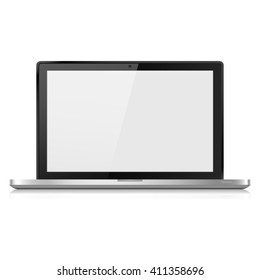 Laptop realistic  with shadow isolated on a gray background, vector illustration for adaptive web design