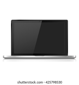 Laptop realistic with shadow, isolated on white background, stylish vector illustration