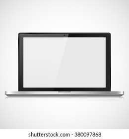 Laptop Open Blank Screen Blue Background Stock Vector (Royalty Free