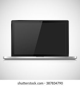 Laptop realistic with shadow on a gray background, vector illustration