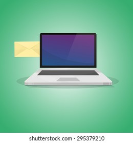 Laptop receiving or sending a letter.