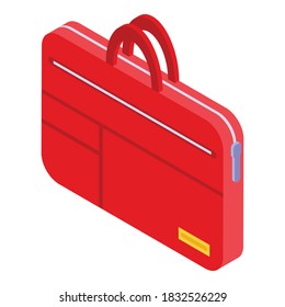 Laptop red case icon. Isometric of laptop red case vector icon for web design isolated on white background
