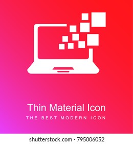 Laptop red and pink gradient material white icon minimal design