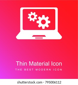 Laptop red and pink gradient material white icon minimal design