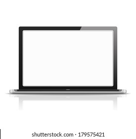 Laptop with reflection and blank white sceen for your text and images, vector eps10 illustration