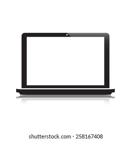 Laptop with reflection on white background vector illustration
