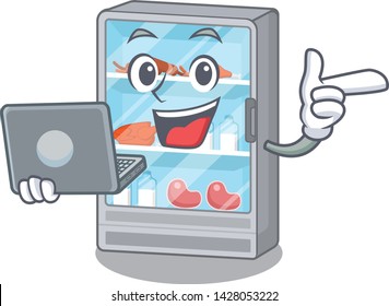 With laptop refrigerator isolated with in the character