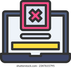 Laptop Rejected Icon image. Suitable for mobile application.