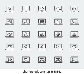 Laptop related vector icon set