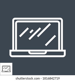 Icono de la línea delgada del vector relacionado con el portátil. Aislado en fondo negro. Stroke editable. Ilustración vectorial.