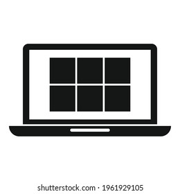 Symbol für die Remote-Steuerung des Notebooks. Einfache Illustration der Laptop-Fernbedienung, Vektorsymbol für Webdesign einzeln auf weißem Hintergrund